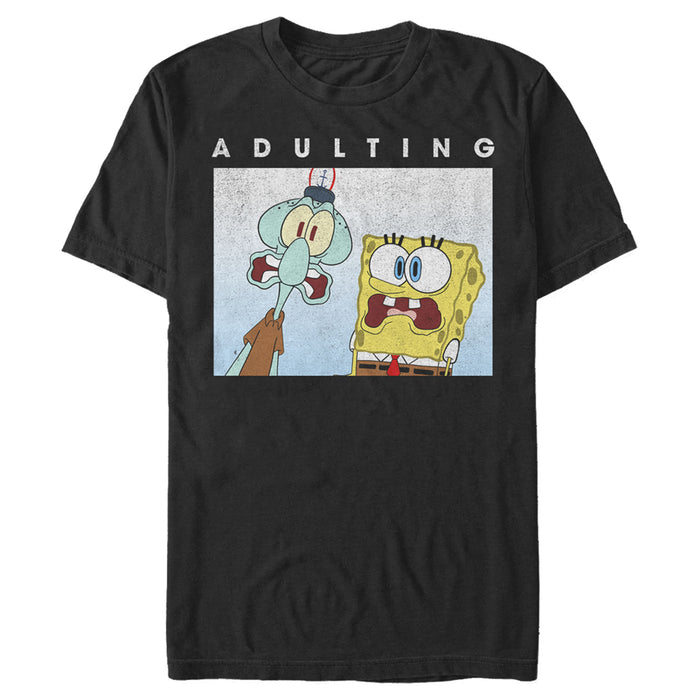 fifth sun Men's SpongeBob SquarePants Squidward Adulting is Scary T-Shirt
