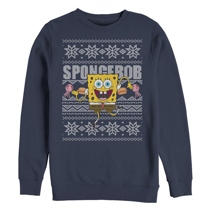 fifth sun Men's SpongeBob SquarePants Ugly Christmas Sweater Sweatshirt