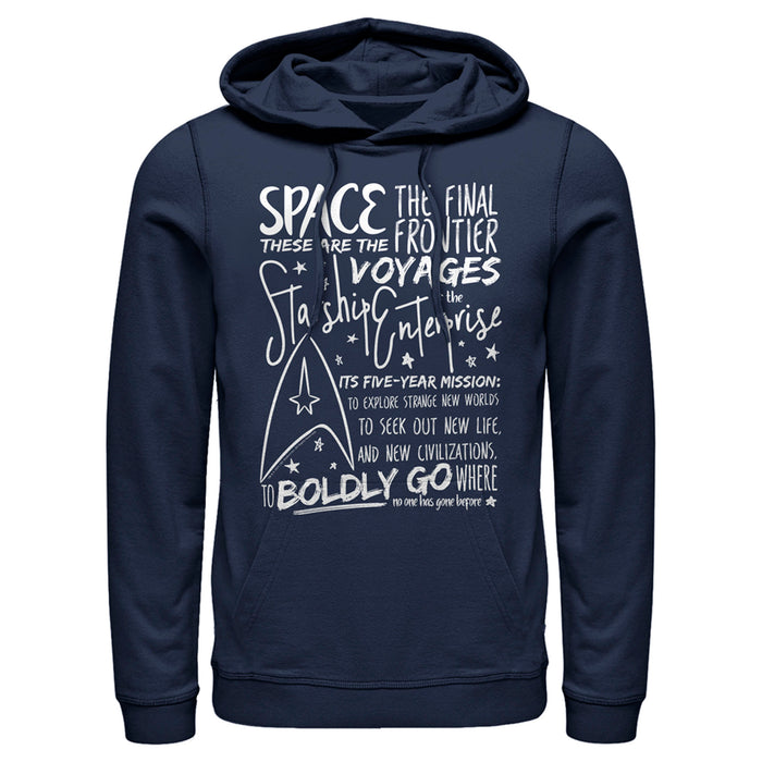 fifth sun Men's Star Trek 5-Year Mission Text Pull Over Hoodie