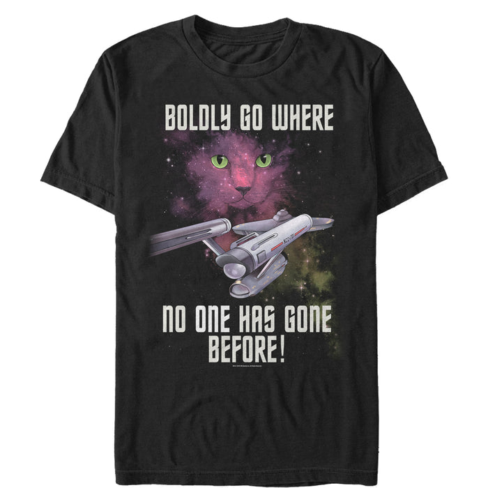 fifth sun Men's Star Trek Boldly Go Where No Cat Has Gone T-Shirt