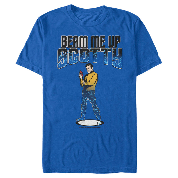 fifth sun Men's Star Trek Cartoon Kirk Beam Me Up Scotty Transporter T-Shirt