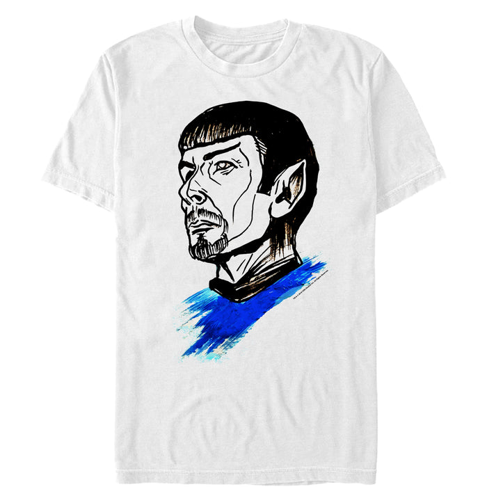 fifth sun Men's Star Trek Commander Spock Paint Streak Portrait T-Shirt