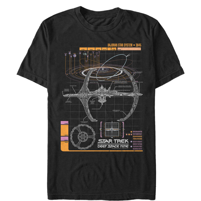 fifth sun Men's Star Trek: Deep Space Nine Space Station Schematics T-Shirt