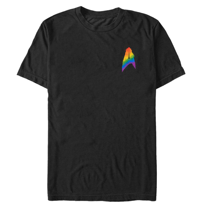 fifth sun Men's Star Trek: Discovery Artistic Rainbow Starfleet Badge T-Shirt