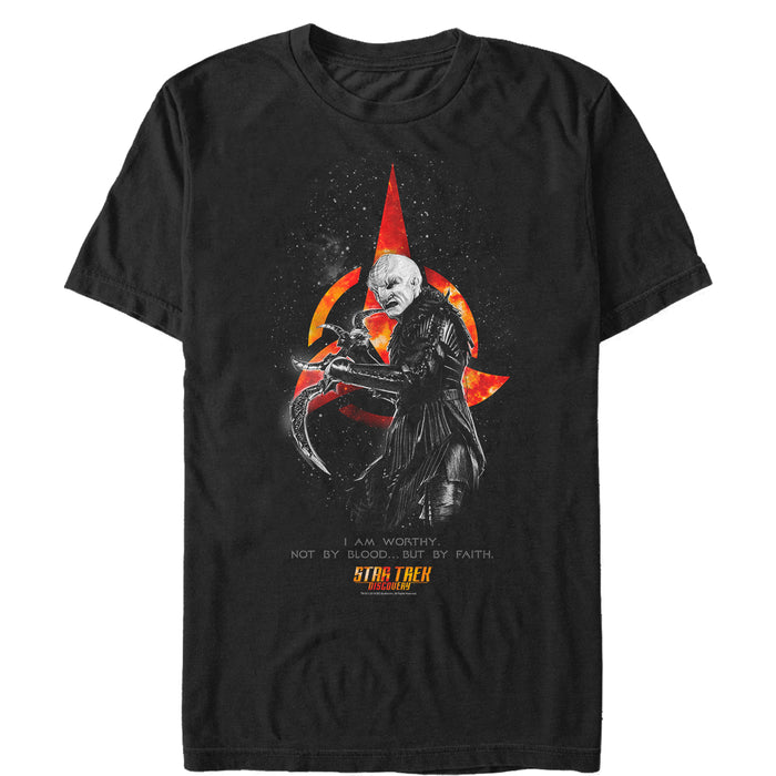 fifth sun Men's Star Trek: Discovery Voq Worthy By Faith Not Blood T-Shirt