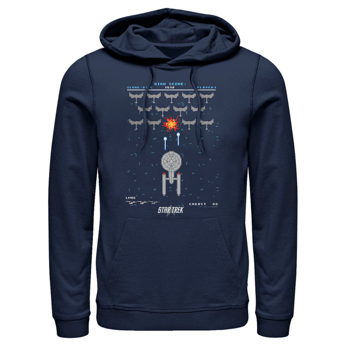 fifth sun Men's Star Trek Enterprise Pixel Video Game Battle Pull Over Hoodie