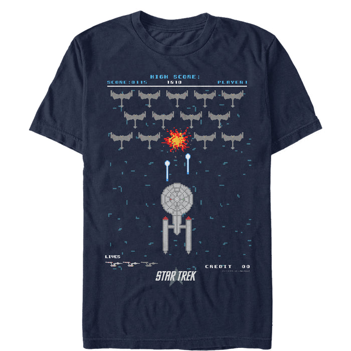 fifth sun Men's Star Trek Enterprise Pixel Video Game Battle T-Shirt