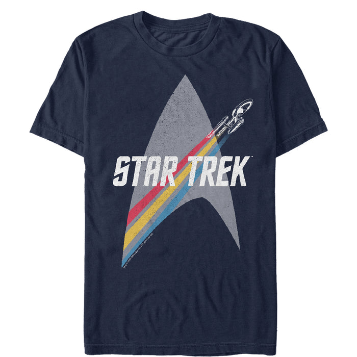 fifth sun Men's Star Trek Enterprise Starfleet Rainbow Streak T-Shirt
