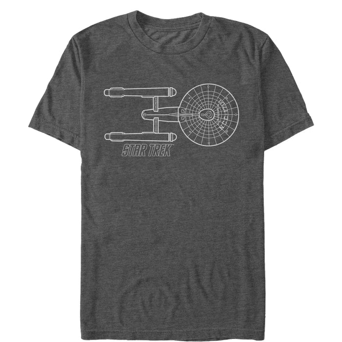 fifth sun Men's Star Trek Enterprise White Outline T-Shirt