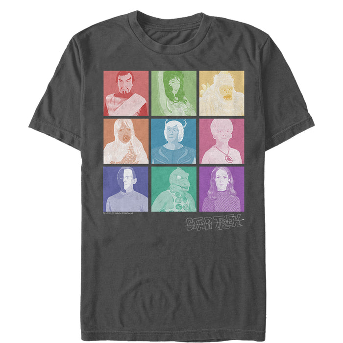 fifth sun Men's Star Trek Famous Alien Picture Tiles T-Shirt
