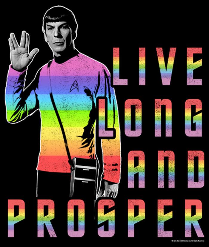 Fifth Sun Men's Star Trek Groovy Rainbow Spock Live Long And Prosper T-Shirt