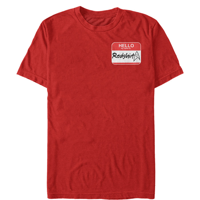 fifth sun Men's Star Trek Hello My Name Is Red Shirt T-Shirt