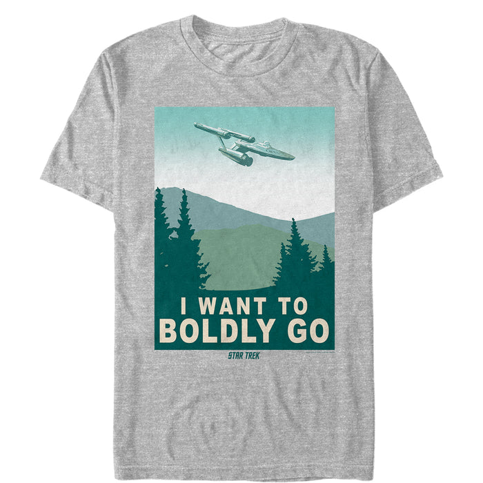 fifth sun Men's Star Trek I Want To Boldly Go Travel Poster T-Shirt