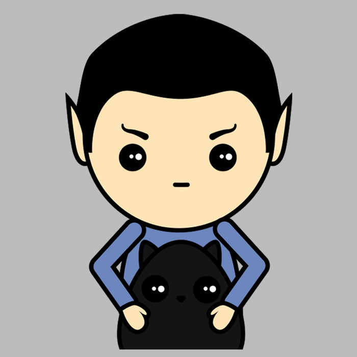 Fifth Sun Men's Star Trek Kawaii Spock And Cat T-Shirt