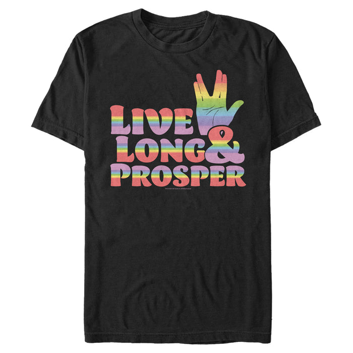 fifth sun Men's Star Trek Live Long and Prosper Rainbow Hand T-Shirt