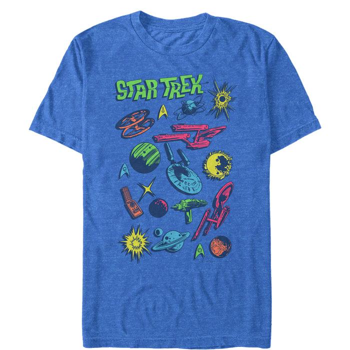 fifth sun Men's Star Trek Neon Starfleet Collage T-Shirt