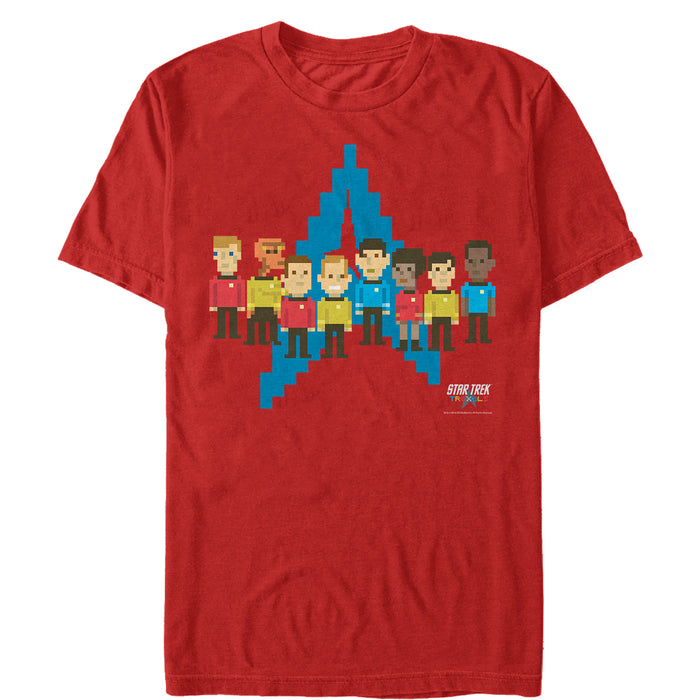 fifth sun Men's Star Trek Pixel Starfleet Enterprise Crew T-Shirt