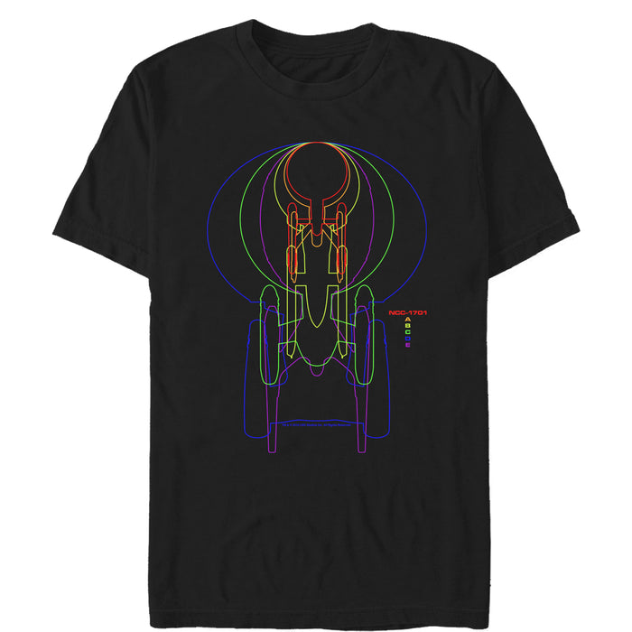 fifth sun Men's Star Trek Rainbow Enterprise Evolution T-Shirt