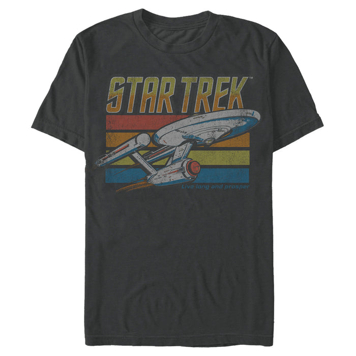 fifth sun Men's Star Trek Rainbow Vintage USS Enterprise Starship T-Shirt