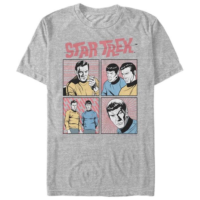 fifth sun Men's Star Trek Retro Cartoon Kirk & Spock Comic Frames T-Shirt