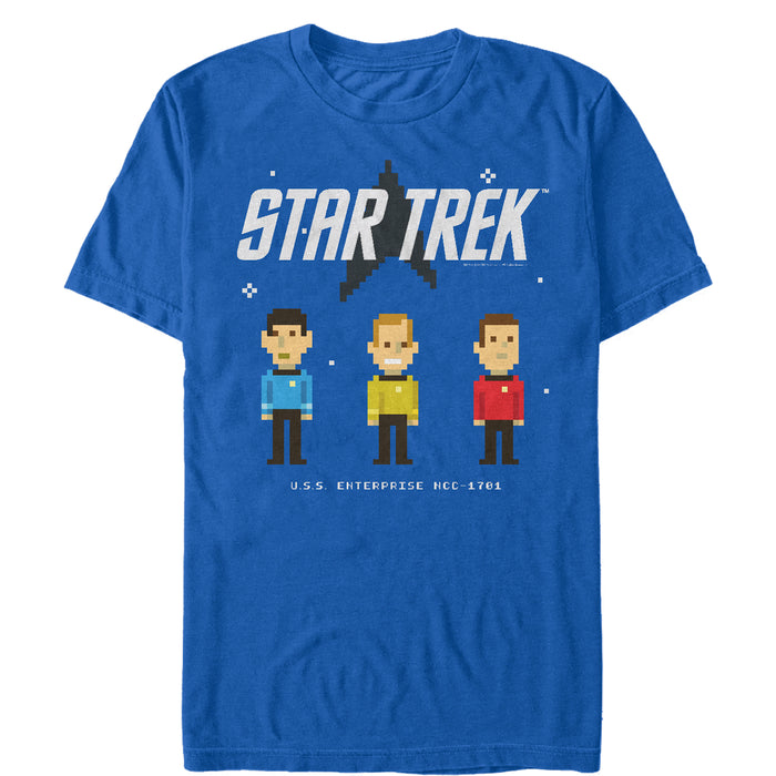 fifth sun Men's Star Trek Retro Pixel Character Trio T-Shirt