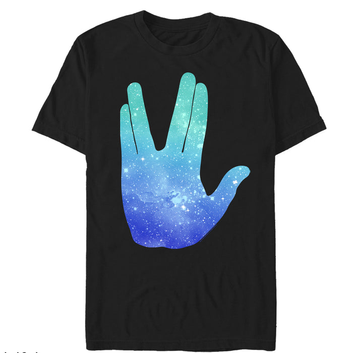 fifth sun Men's Star Trek Spock Galactic Vulcan Salute T-Shirt