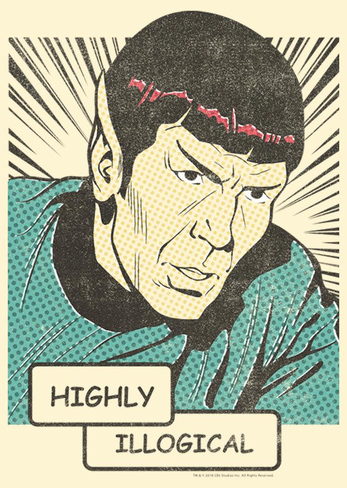 Fifth Sun Men's Star Trek Spock Highly Illogical Comic T-Shirt