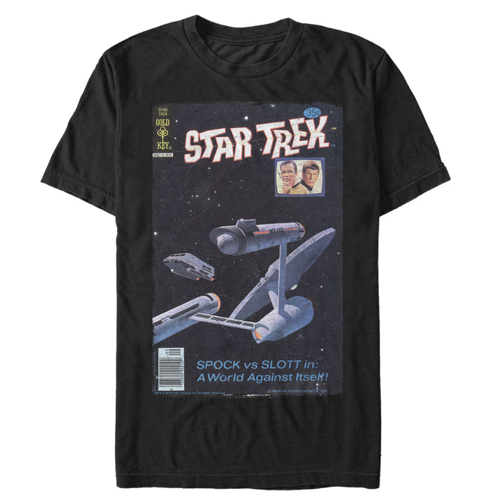 fifth sun Men's Star Trek SPOCK vs SLOTT in: A World Against Itself Comic Page T-Shirt