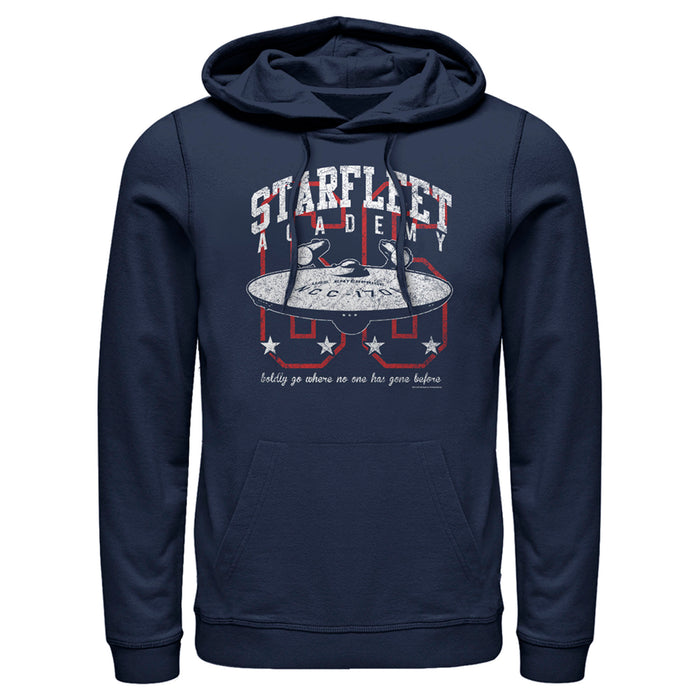 fifth sun Men's Star Trek Starfleet Academy Enterprise Boldly Go Pull Over Hoodie
