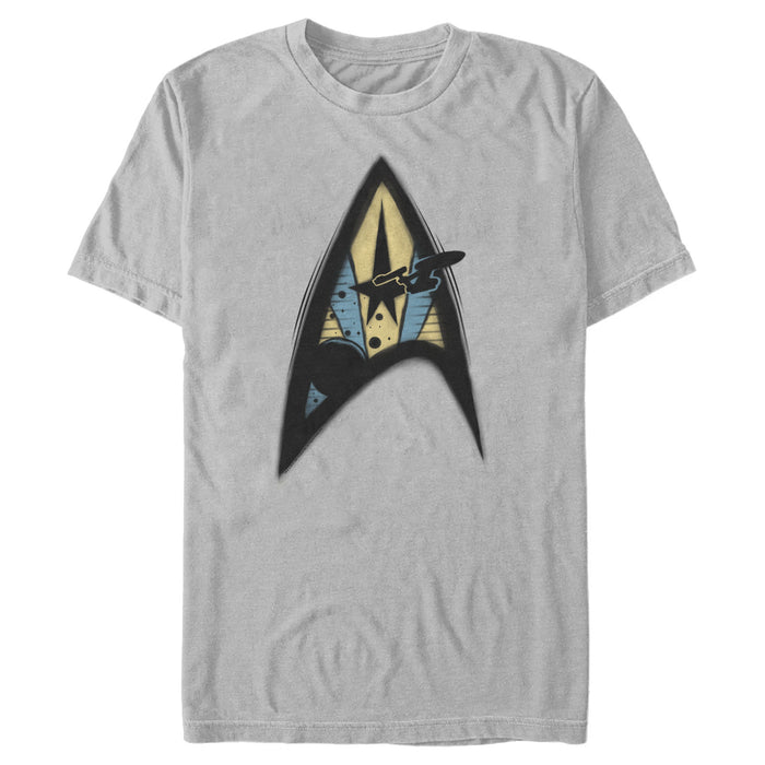 fifth sun Men's Star Trek Starfleet Emblem Spray Paint T-Shirt