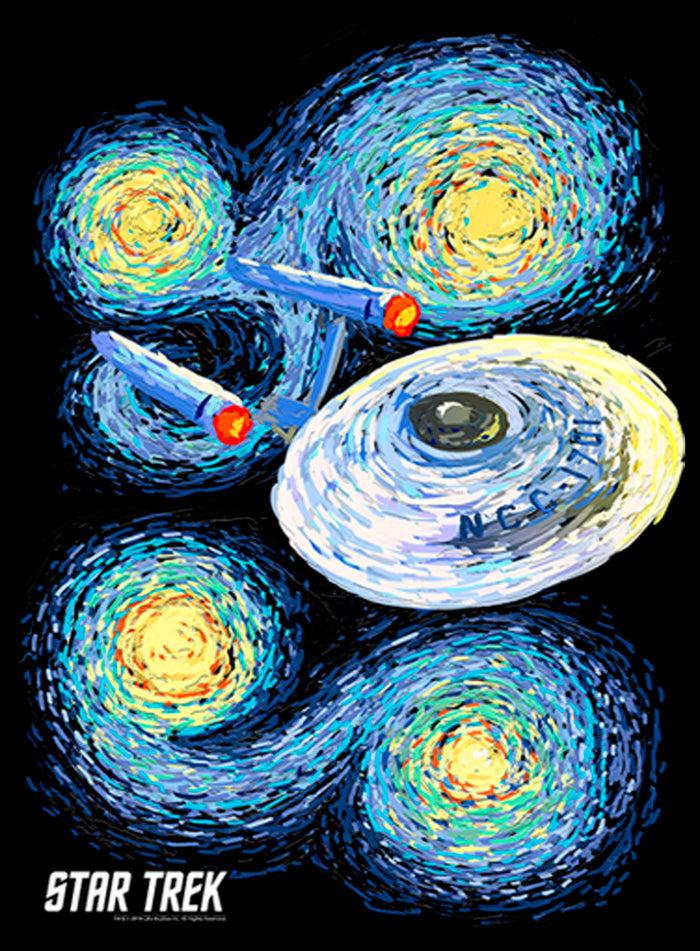 Fifth Sun Men's Star Trek Starry Night USS Enterprise Pull Over Hoodie