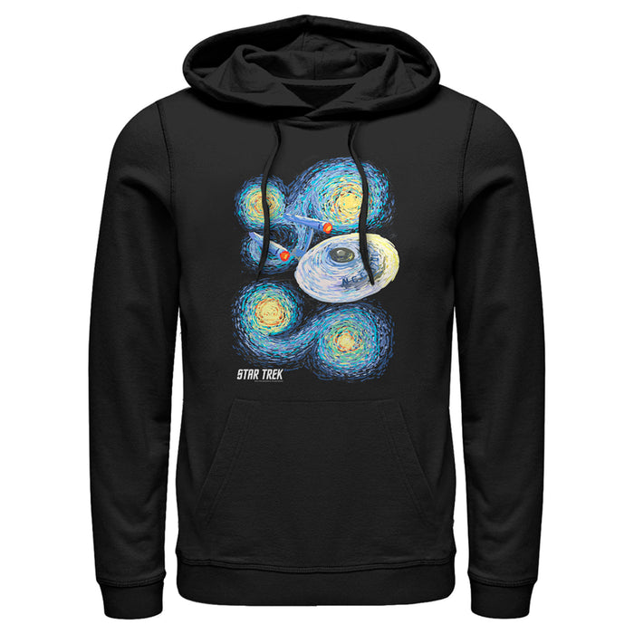fifth sun Men's Star Trek Starry Night USS Enterprise Pull Over Hoodie
