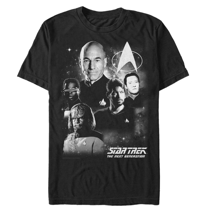 fifth sun Men's Star Trek: The Next Generation Grayscale Starfleet Enterprise Crew T-Shirt