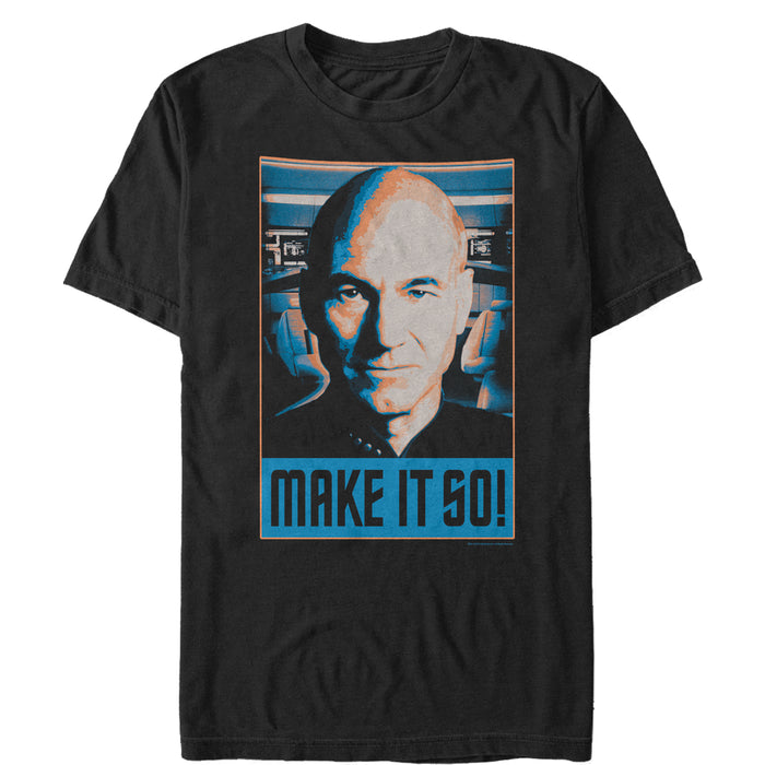 fifth sun Men's Star Trek: The Next Generation Picard Bridge Make It So Frame T-Shirt