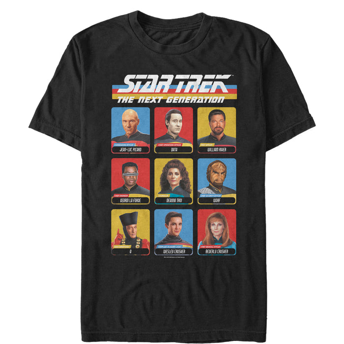 fifth sun Men's Star Trek: The Next Generation Starfleet Crew Portraits Playing Cards Frame T-Shirt