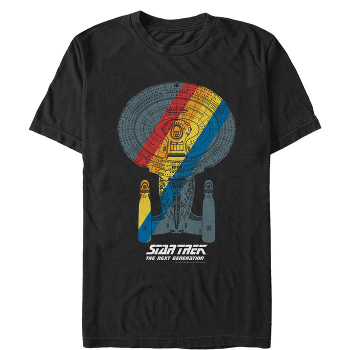 fifth sun Men's Star Trek: The Next Generation USS Enterprise Rainbow Streak T-Shirt