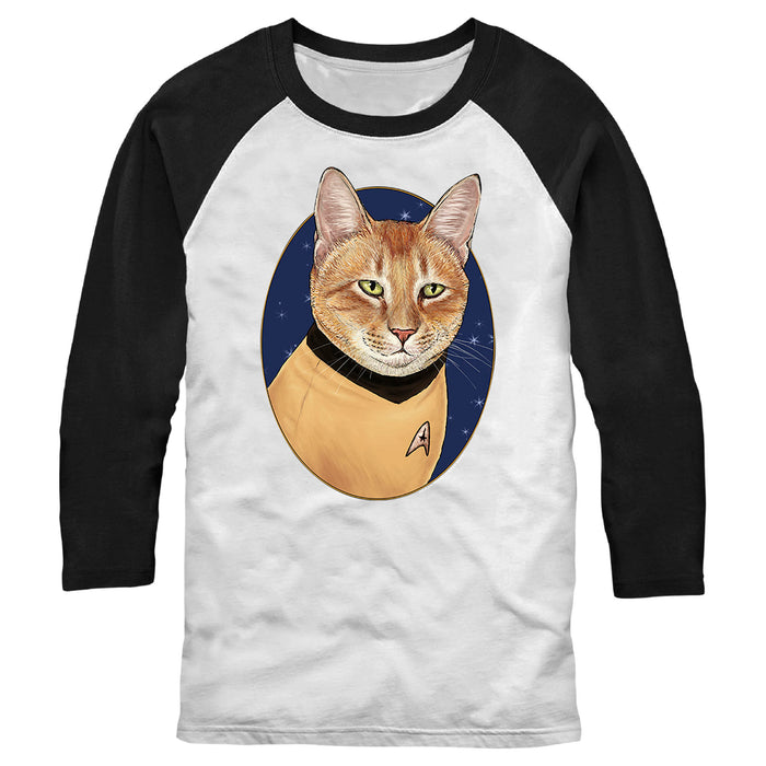fifth sun Men's Star Trek: The Original Series Captain Kirk Cat Baseball Tee