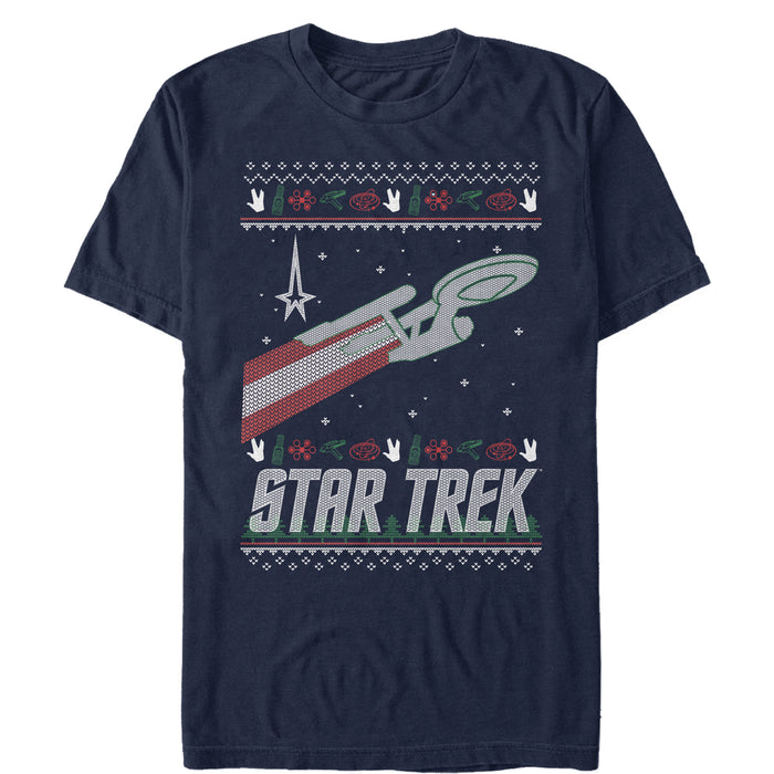 fifth sun Men's Star Trek USS Enterprise Ugly Christmas Sweater T-Shirt