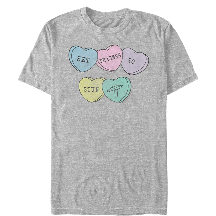 fifth sun Men's Star Trek Valentine Phasers to Stun Candy Hearts T-Shirt