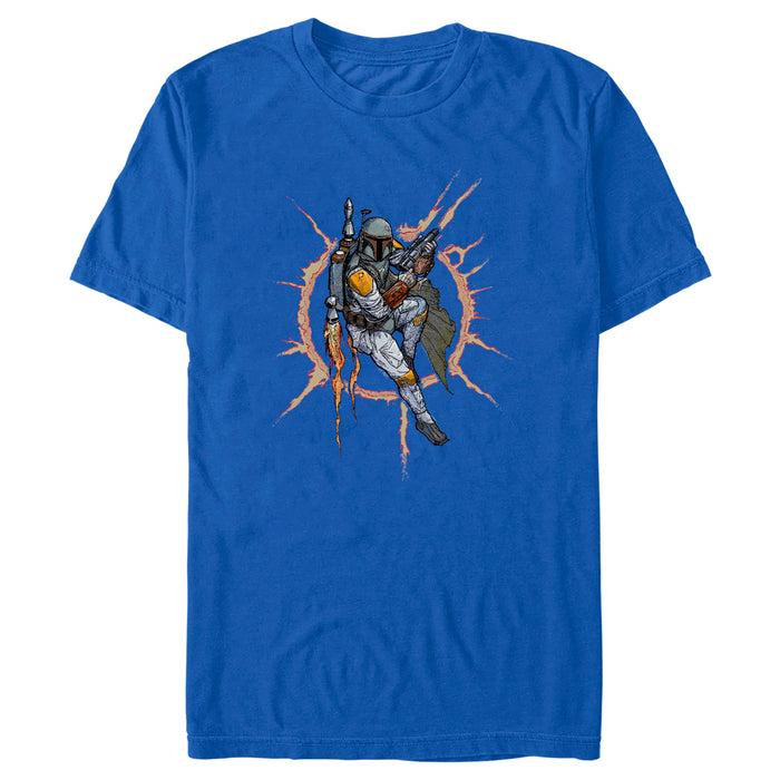 fifth sun Men's Star Wars: A New Hope Boba Fett Fire Circle T-Shirt