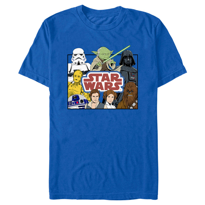 fifth sun Men's Star Wars: A New Hope Cartoon Cast Logo T-Shirt