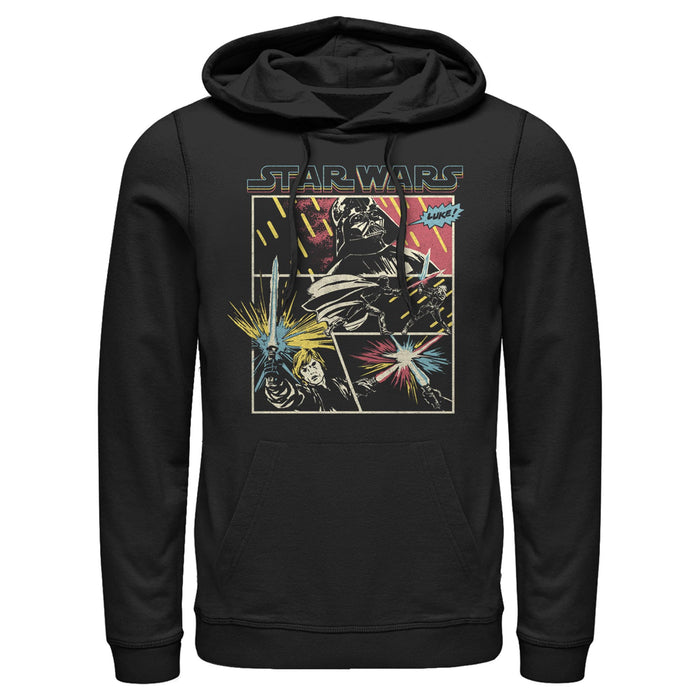 fifth sun Men's Star Wars: A New Hope Darth Vader and Luke Comic Fight Pull Over Hoodie