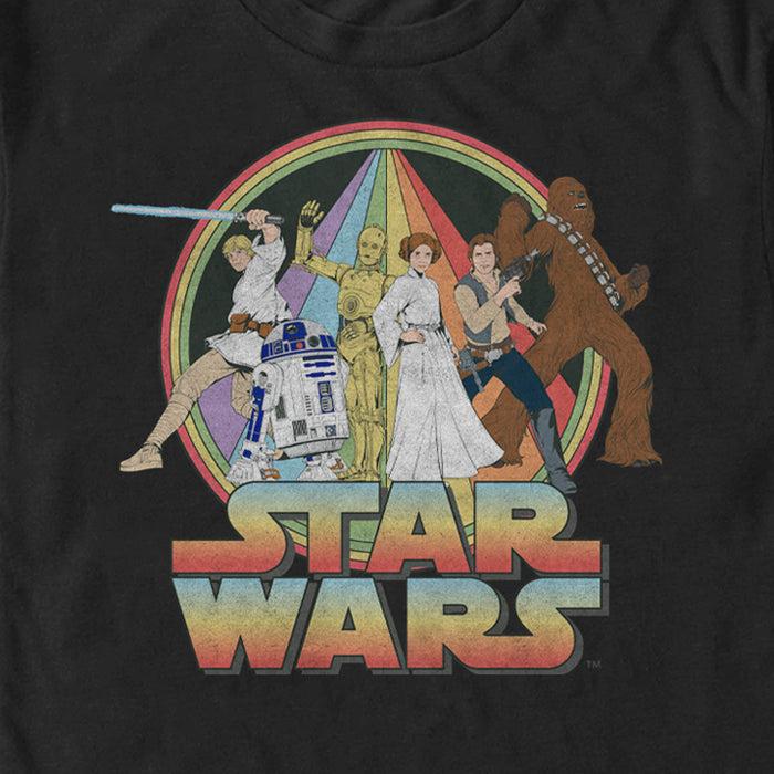 Fifth Sun Men's Star Wars: A New Hope Distressed Rainbow Cast T-Shirt
