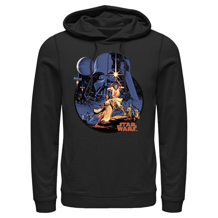 fifth sun Men's Star Wars: A New Hope Galactic Battle Logo Pull Over Hoodie