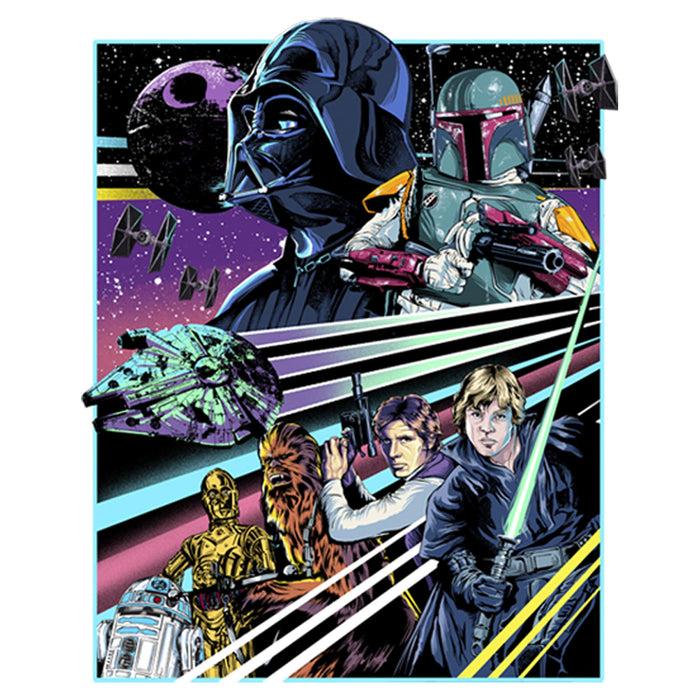 Fifth Sun Men's Star Wars: A New Hope Speed Stripe Character Collage Pull Over Hoodie