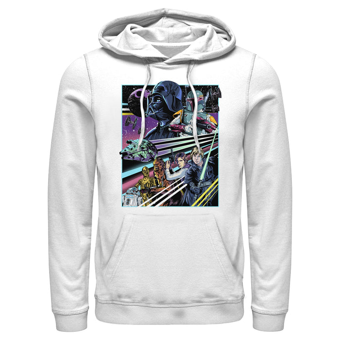 fifth sun Men's Star Wars: A New Hope Speed Stripe Character Collage Pull Over Hoodie