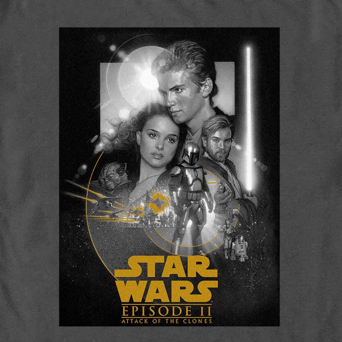 Fifth Sun Men's Star Wars: Attack Of The Clones Black And White Episode Two Poster T-Shirt