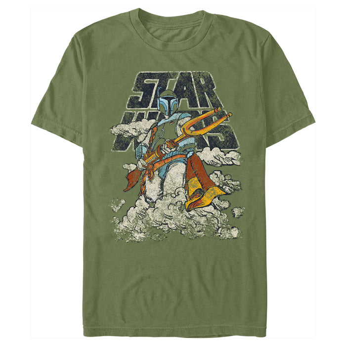 fifth sun Men's Star Wars Boba Fett in the Clouds T-Shirt