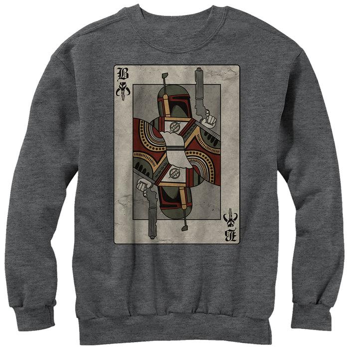 fifth sun Men's Star Wars Boba Fett Playing Card Sweatshirt