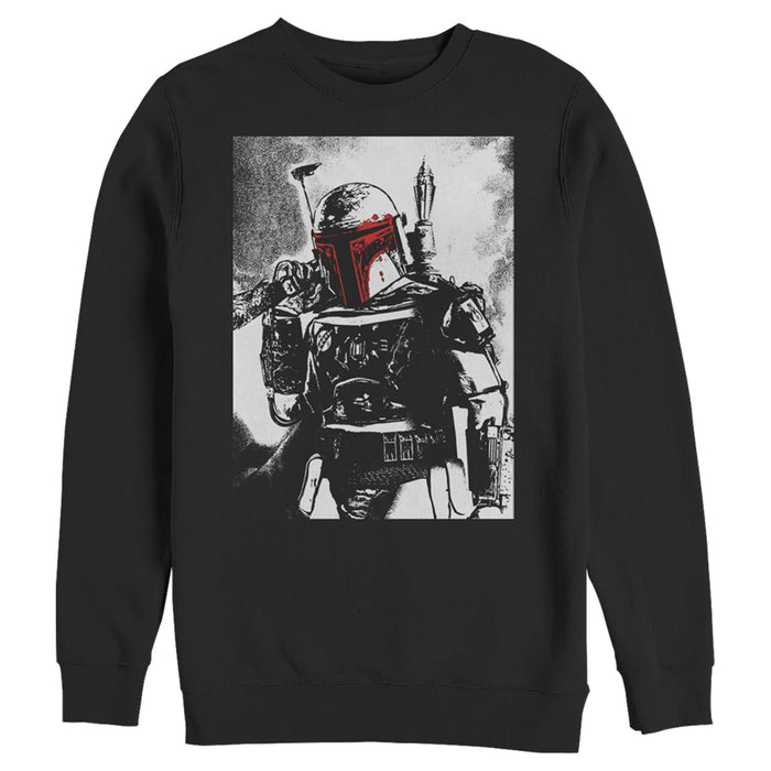 fifth sun Men's Star Wars Boba Fett pop of red Sweatshirt
